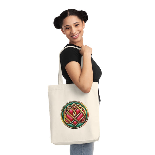 Woven Recycled Tote Bag With Heart Initiation Logo