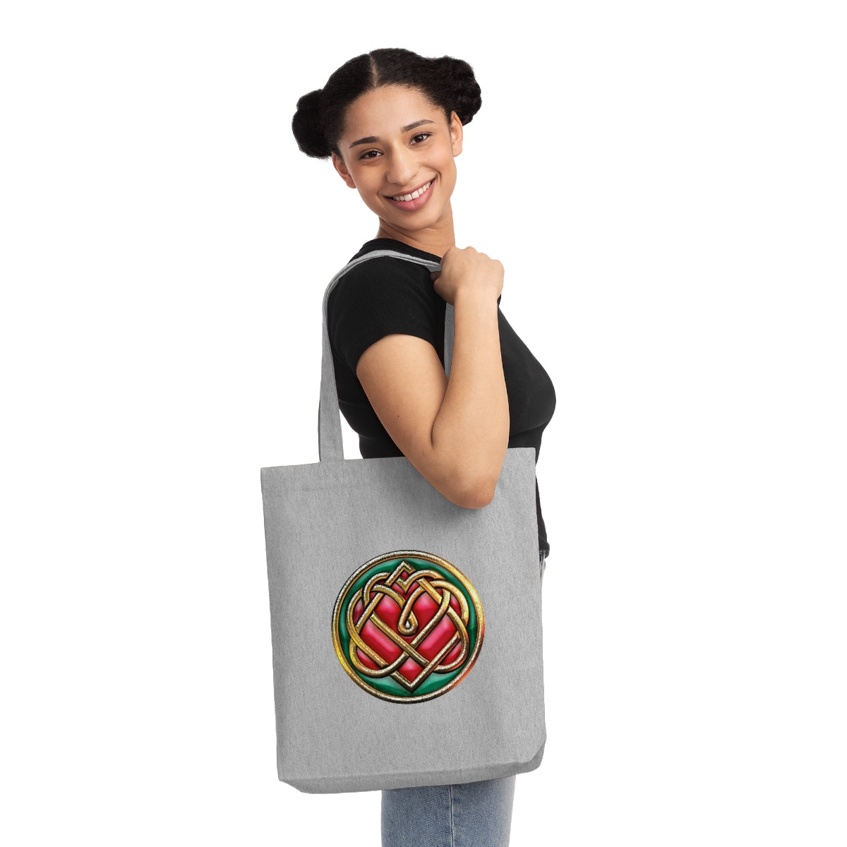 Woven Recycled Tote Bag With Heart Initiation Logo