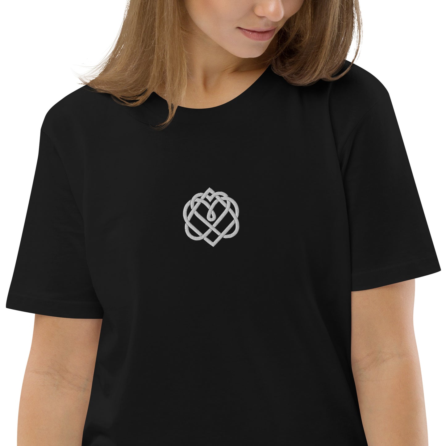 Unisex 100% Organic Cotton Embroidered Heart Initiation T-Shirt